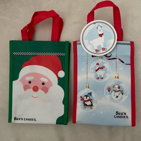 See's Candies 2 pcs rare Christmas gift Tote Bags - Picture 1 of 5